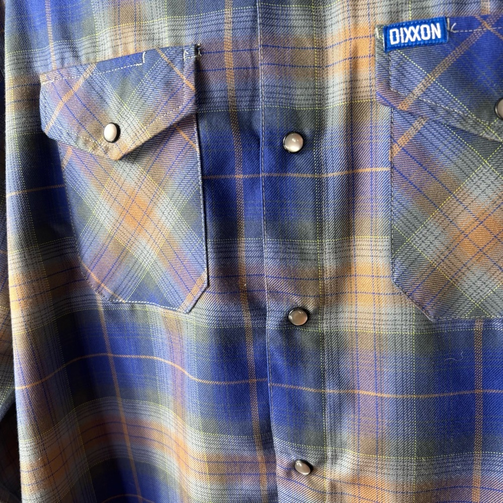 Dixxon Flannel Clark Street Blue Plaid Men’s SZ XL Pearl Snap Long Sleeve Pocket - Picture 5 of 15